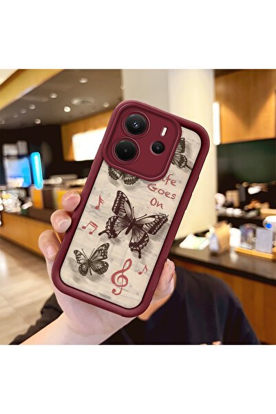 Hontinga Butterfly Shockproof Simple Claret Red Silicone Phone Case Compatibl...