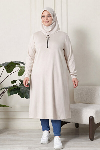 Ferace تونيك نسائي كبير الحجم بسحاب أمامي