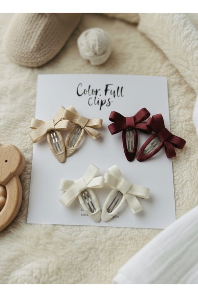 COLORFULLCLİPS Toprak Rengi Fiyonk Çıtçıt Toka 6'lı Set