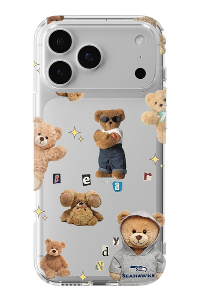 Multitronic حافظة شفافة مطبوعة بتصميم تيدي متوافقة مع هاتف آيفون 17 برو ماكس