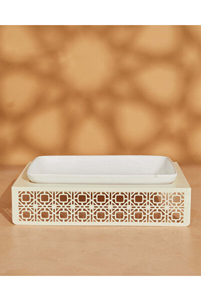 REDTAG White Rectangle Platter With Stand (2 Piece)