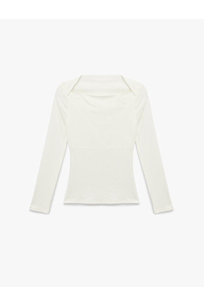 Koton Cotton Slim Fit Long Sleeve Boat Neck T-Shirt