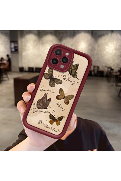 Hontinga حافظة هاتف من السيليكون باللون الأحمر الداكن، مقاومة للصدمات، بنمط ا...