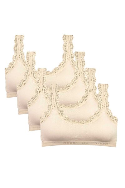 Mestore 4 Pieces Lace Embroidery Embroidered Pads Bamboo Women's Bustier Cream