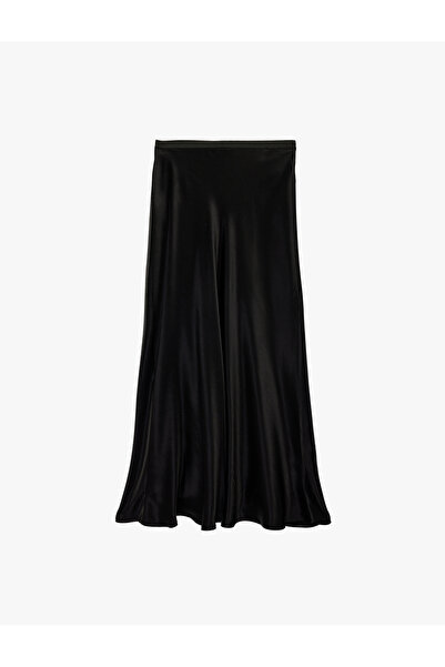 Koton Standard Waist Midi Length Satin Flared Skirt