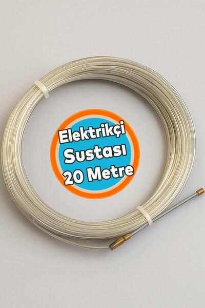 NZB Plastik Kaplama Spiral Kablo Çekme Teli Elektrikçi Sustası 20 Metre Kılav...