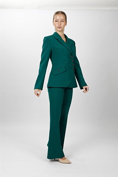 ÖNDER ÖZSOY Men's Collared Asymmetrical Double-Breasted Jacket & Pocketed Spa...