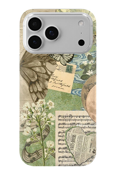 Multitronic حافظة شفافة مطبوعة بتصميم كولاج أخضر متوافقة مع هاتف iPhone 17 Pr...