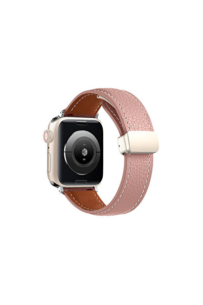 eco port ساعة 42 ملم متوافقة مع حزام جلدي Kr414 Daks (ليست ساعة) - وردي