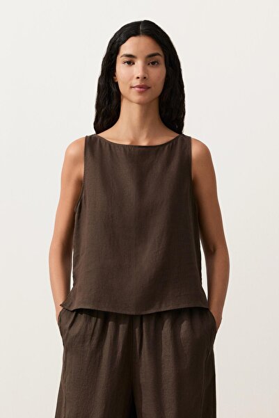 Oysho %100 keten kare Top