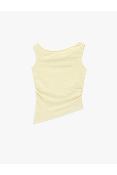 Koton Asymmetrical Draped Sleeveless Slim Fit Wrinkled Tank Top