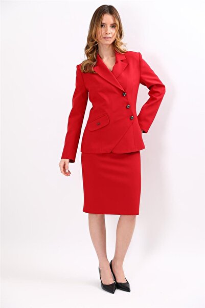 ÖNDER ÖZSOY Men's Collared Asymmetrical Double-Breasted Jacket & Short Pencil...