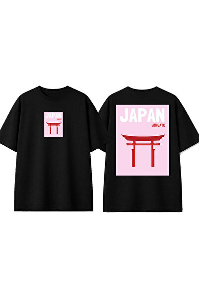 urbvn تي شيرت أسود كبير الحجم مطبوع بتصميم جيتس الياباني