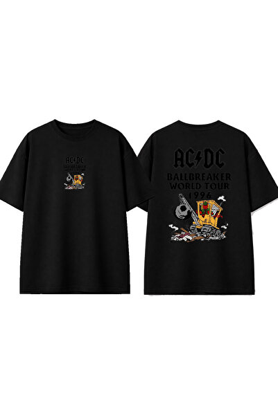 urbvn Tricou oversize negru cu imprimeu ACDC Ballbreaker Design