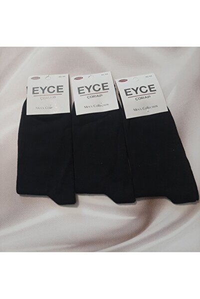 Butik Black Solid Color Patternless Men's 3-Pack Socks