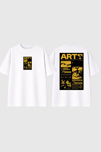 urbvn Art 2 Design Бяла овърсайз тениска с принт