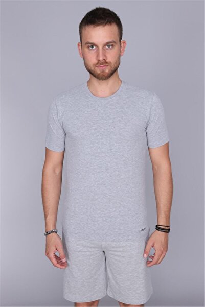 OBJE Men's Gray Paragon Crew Neck Half Sleeve Tshirt