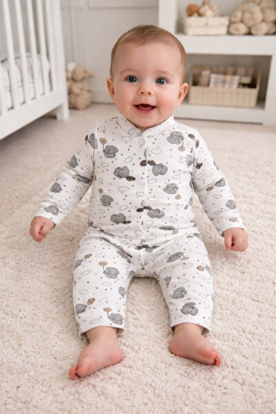 OMY %100 Pamuklu 3-6-9 Ay Desenli Tulum&hastane Çıkışı Yenidoğan Baskılı Tulu...