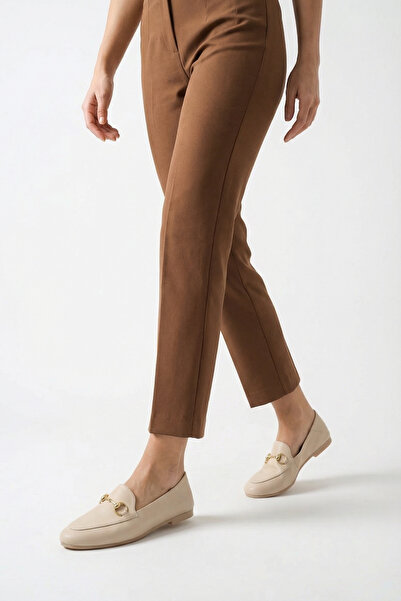 BIG OCEAN Hakiki Deri Ortopedik Babet Tokalı Kadın Ayakkabı