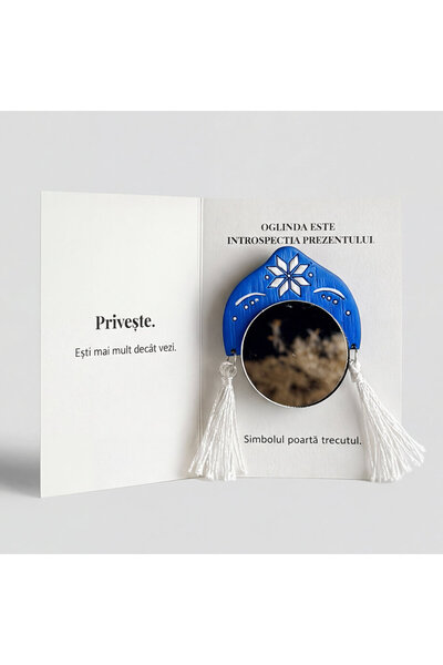 I WOOD BE Martisor Brooch Mirror of Introspection, Traditional Face, Romanian...