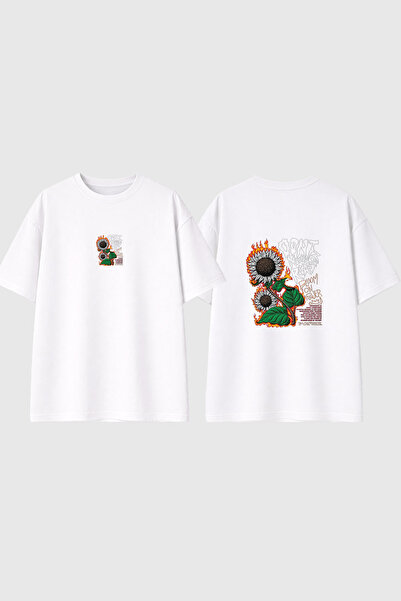 urbvn Μπλουζάκι Bloom Power Design με στάμπα, λευκό, oversized