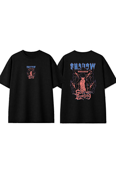 urbvn تي شيرت أسود كبير الحجم مطبوع بتصميم سولو ليفلينج