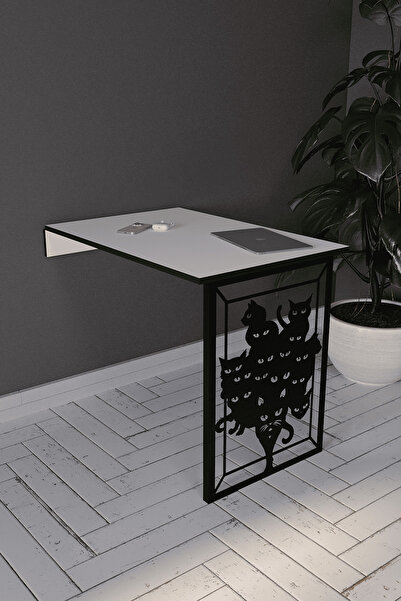 modilab Tablo Görünümlü Duvara Monte Katlanabilir Ders Çalışma & Yemek Masası