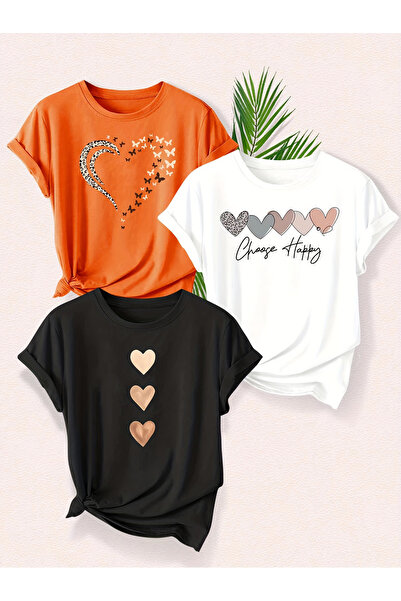 uyguntarz Unisex Üç Renk Farklı Tasarım Baskılı Tişört – Trend Model