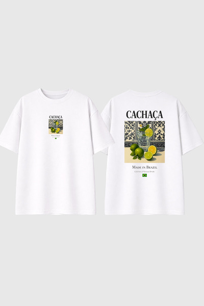 urbvn Cachaça Design Printed White Oversize T-Shirt