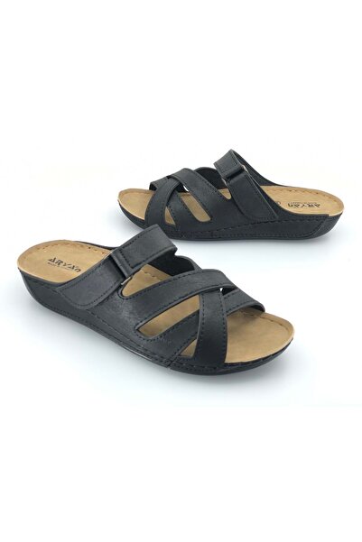 KOCAMANLAR Γυναικείες Ορθοπεδικές Παντόφλες Aryan 08-054 ΜΑΥΡΕΣ