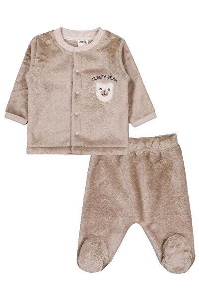 Civil Baby Teddy Bear Embroidered 1-9 Month Pajama Set - Brown