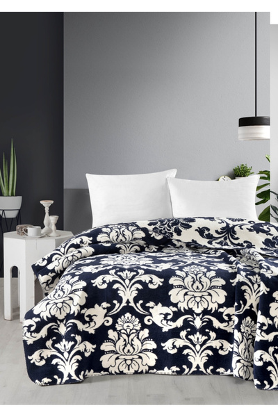 Sivalde Бавовняна двоспальна ковдра Perle | Синя/Екрю, 200x220 см