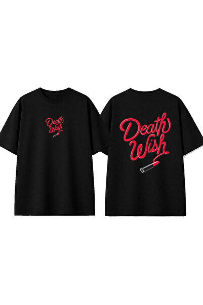urbvn Crna oversize majica sa printom Death Wish dizajna