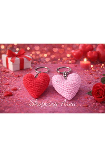 Shopping Area سلسلة مفاتيح على شكل قلب محبوكة يدويًا من أميجورومي، مجموعة من ...