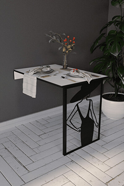 modilab Tablo Görünümlü Duvara Monte Katlanabilir Yemek Masası & Ders Çalışma...