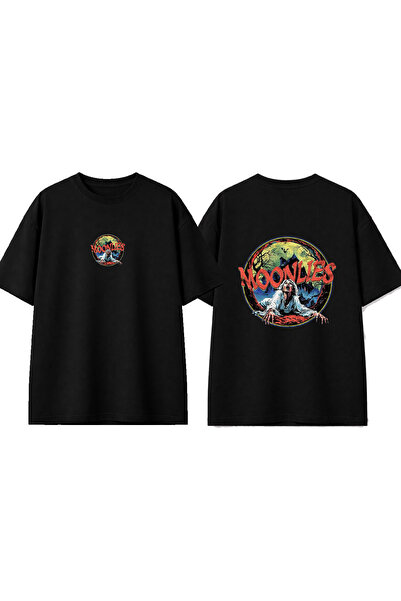 urbvn Moonlies Design Printed Black Oversize T-Shirt