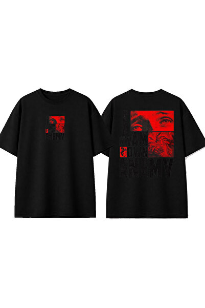 urbvn Tricou oversize negru cu imprimeu Enemy Design