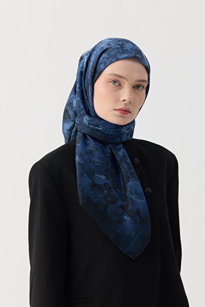 İpekhan Winter Bloom Soft Scarf 1246 Navy Blue