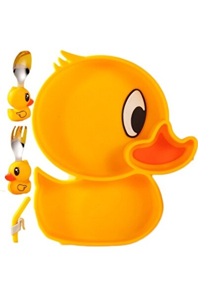 Avaleea Set de diversificare pentru bebeluși, silicon, formă de rață, 4 piese