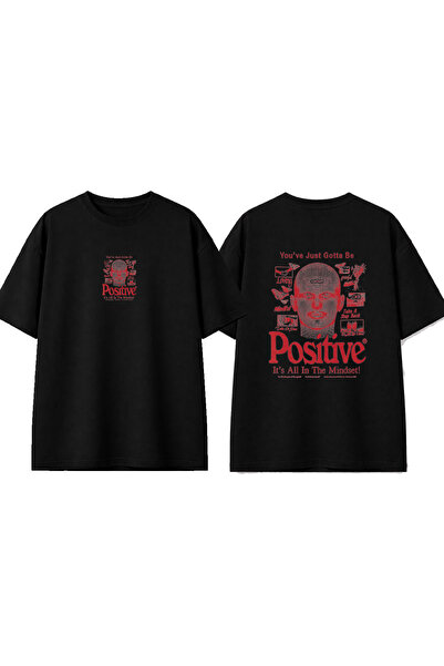 urbvn Tricou negru oversize cu imprimeu Posittive Design