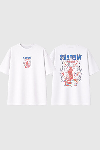 urbvn Solo Leveling Design Printed White Oversize T-Shirt