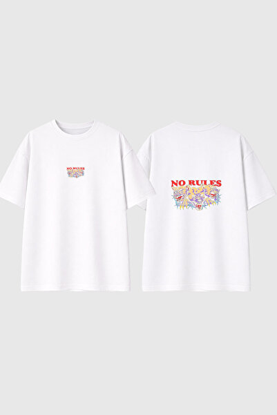 urbvn No Rules Design Printed White Oversize T-Shirt