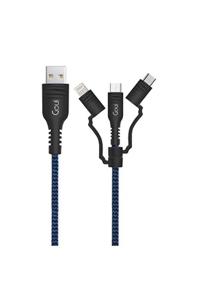GOUİ Cablu USB-A rezistent la Lightning / microUSB / USB-C