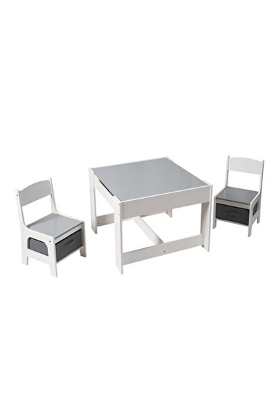 U-Grow Set masă și 2 scaune pentru copii, alb