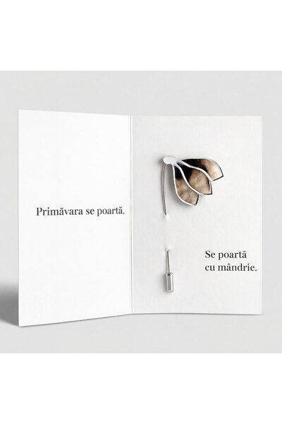 I WOOD BE Snowdrop Flower Brooch, Recycled Plexiglass Mirror