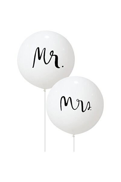 Avaleea Set de 2 baloane latex, tip Jumbo, model Mr and Mrs, temă nuntă, 45 c...