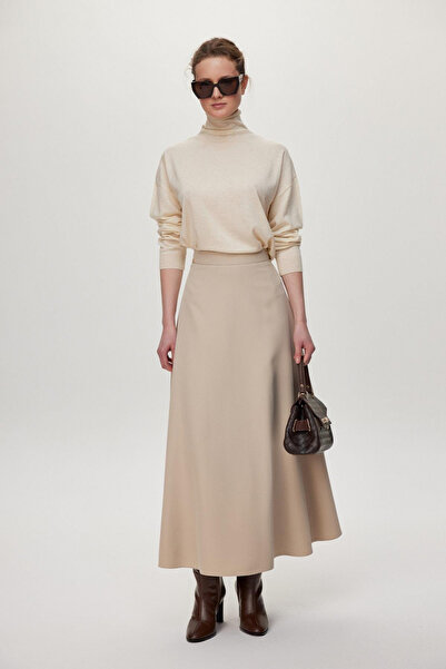 Zühre Accessory Detailed Hidden Zipper Stone Skirt 0228