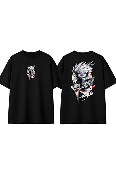 urbvn تي شيرت أسود كبير الحجم مطبوع بتصميم ساموراي أنيمي