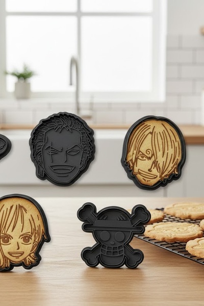 Melodyone One Piece Cookie Mold Set – Cookie and Play Dough Molds with Anime ...