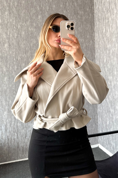 ModaPlaza Women's Wide Collar Short Cashmere Coat 60566